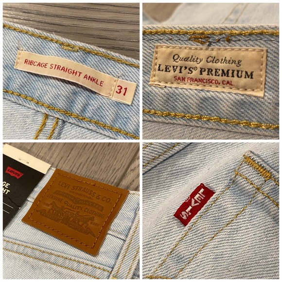 NWT Levi's Premium Women’s Ribcage Straight Ankle Button Fly Blue Jeans - 31x27 - Picture 4 of 12